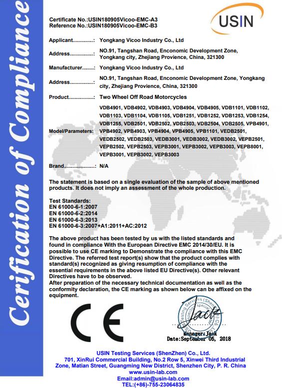 CE - Yongkang Vicoo Industry & Trade Co., Ltd.