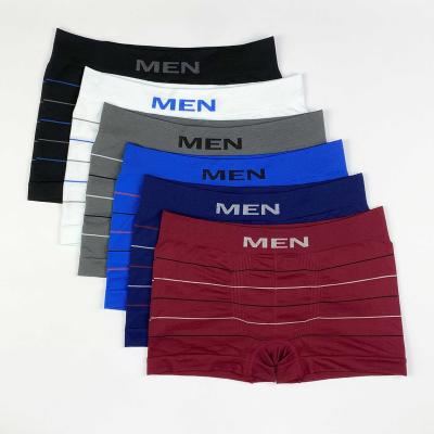 China Free Size RTS010 Seamless Available In Stock Polyester Boxer Shorts Striped Ironed Seamless Boxer Briefs Underwear For Men for sale