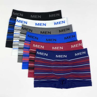 China Free size RTS009 seamless available in stock ready to ship seamless stripe polyester boxer shorts boxer briefs underwear for men for sale