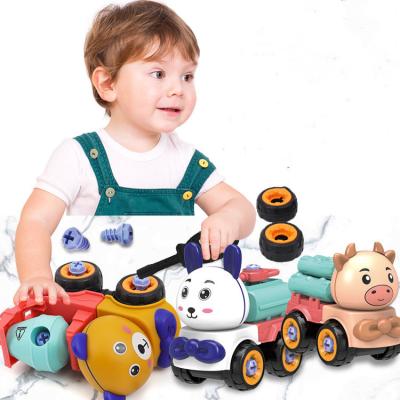 China Toy Factory Price die-casting toys cartoon toy car animal inertia sliding puzzle children's die-casting toy car for sale