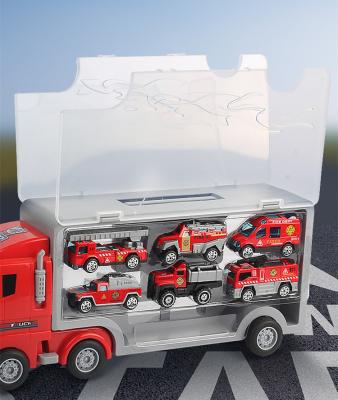 China Diecast Toy Children's Container Truck Alloy Return Car Simulation Fire Truck Engineering Truck Police Car for sale