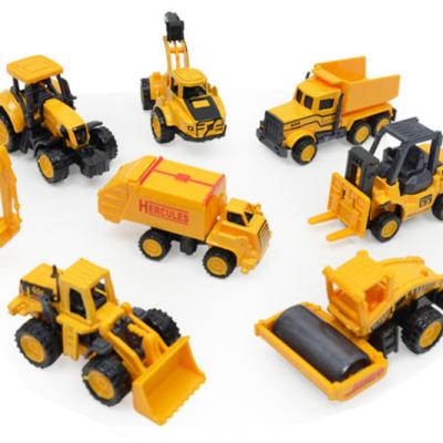 China Toy Factory Price Diecast Excavator Sliding Alloy Car 1:64 Engineering Car Model Set for sale