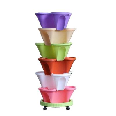 China Transitional Plastic Stackable Plastic Planter Plant Vertical Garden Pot For Hydroponic Flower Vegetable Garden Tower Systems Vertical for sale