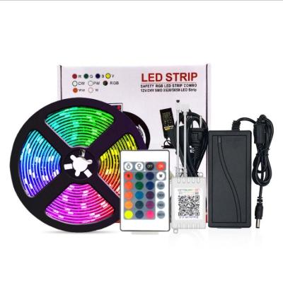 China Desktop LED Strip RGB Led Strip SMD 5050 DC12V LED Strip Light 5m Diode 10m Flexible Remote Waterproof 5A Waterproof Tape for sale