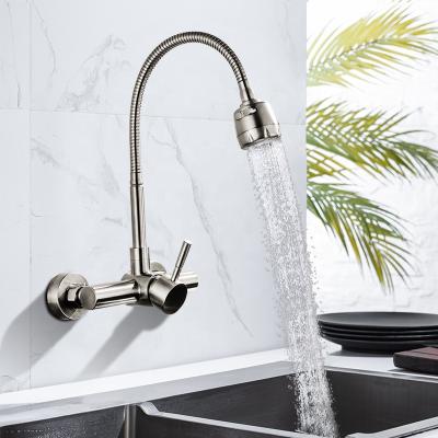 China 2021 Water Faucet 304 Stainless Steel Wall Mounted Modern Kitchen Faucet kichen Brass Kitchen Mixer Taps Sink Faucets for sale