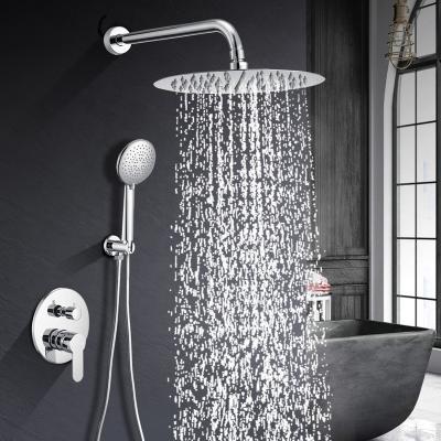 China Barless Concealed Shower Set In Stainless Steel Wall Mounted Faucet Bathroom Taps Brass Kits Rainfall Showerset Mixer Faucet Set for sale