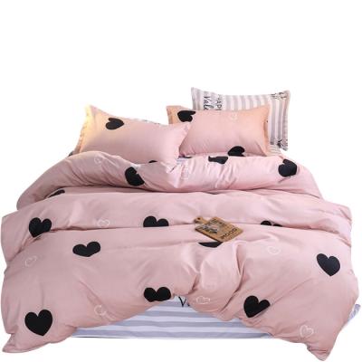 China Best Selling Nondisposable Comfortable Pink Heart Shape Bedding Sheet Sets Duvet Quilt Cover Bedding for sale