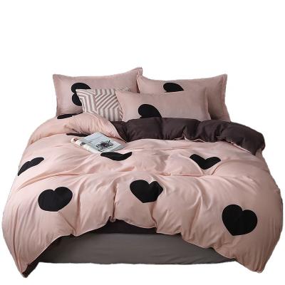 China Nondisposable Overseas Best Selling Brown Duvet Covers Big Heart Shape Girls Bedding Duvet Pink Sets for sale