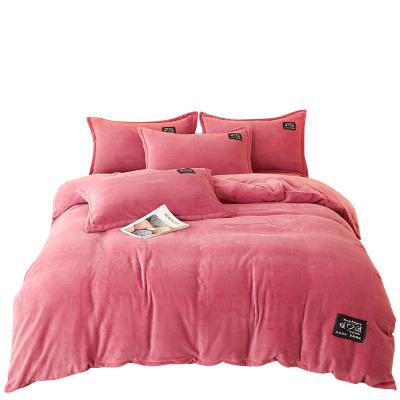 China Nondisposable High Density Thickened Milk Wool Bedding Set Autumn Winter Keep Warm Duvet Cover Kits for sale