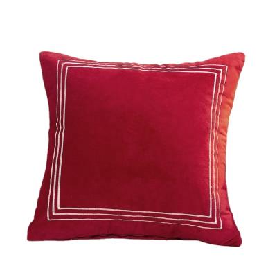 China Anti-Static Industry Leading Red Velvet Back Level Cushion Embroidered Frontier Design Sofa Pillow for sale