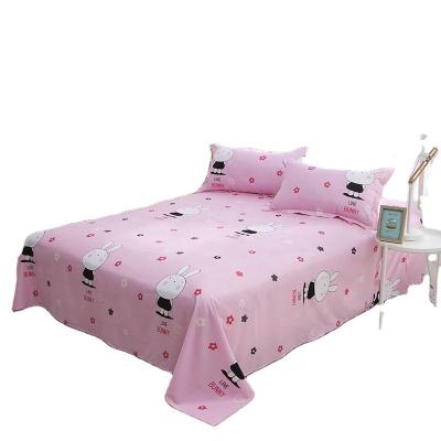 China Simple Bestselling Love Bunny Rabbit Pattern Flat Sheet Soft Pink Bedding Items For Home for sale