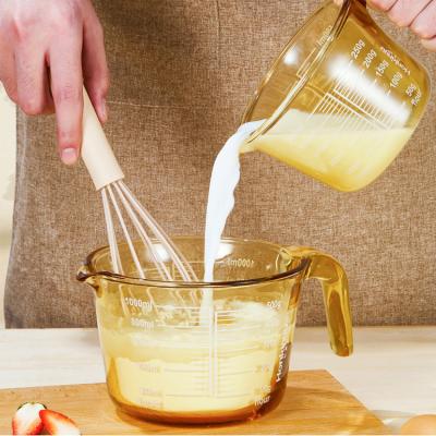 China Sustainable Wholesale Pyrex Custom All In One Measuring Cup 1000ml Food Scale Glass Measuring Cup With Handle for sale