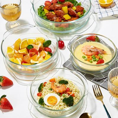 China Multi-Functional Glass Bowl Glass Crystal Bowl Dishes Eco-friendly Sustainable Baking Casserole With Cover for sale