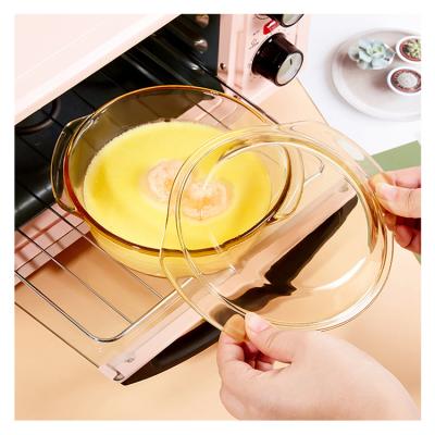 China Sustainable Oven Safe Glass Nonstick Casserole Set Cookware 4Pc Set Salad Food Glass Bowl Casserole for sale