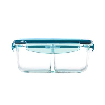 China Sustainable 640ml Wholesale Food Glass Storage Container Eco - Friendly Two Piece Set Glass Lunch Box Jar Container for sale