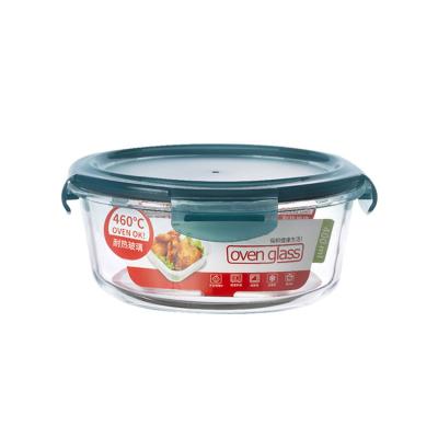 China 3 Compartment Bento Box Glass Container Home Rectangle Viable Leakproof Clear Container For Food for sale