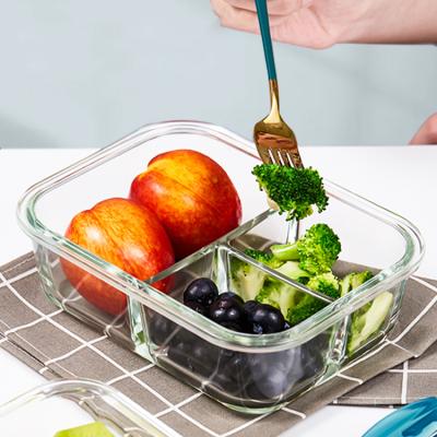 China Viable Hot Sales Microwave Oven Glass Food Container Fruit Salad Food Storage Lunch Box Meal Container Glass for sale