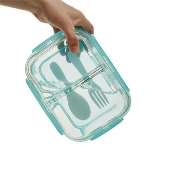 China Sustainable Tempered Custom Lunch Box / Storage Glass Food Containers Set Heat Resistant Glass Food Container for sale