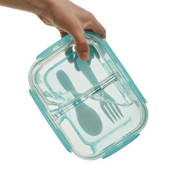 China Eco-Friendly New Design Sustainable Rectangular Glass Storage Box Innovative Glass Meal Food Container for sale