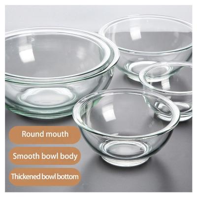 China Viable Round Safe Glass Bowl Fruit Salad Borosilicate Kitchen Salad Prep Crystal Clear Bowl for sale