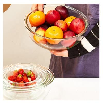 China Custom Viable FRUIT Salad OEM Salad Mixing Bowl Glass Food Serving Bowl Microwavable for sale