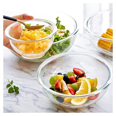 China Sustainable Custom Round Glass Salad Bowl Set Serving Bowl For Fruits Or Salads European Salad for sale