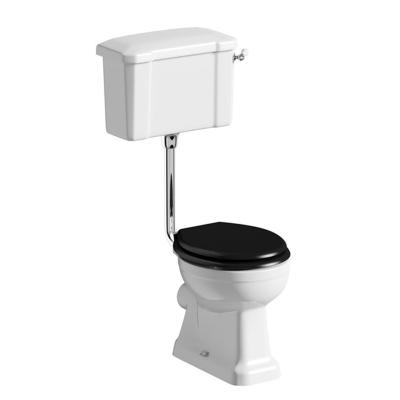 China Classic Style Brass Low Level Two Piece Toilet Tank New Double-flow Pipe Design for sale