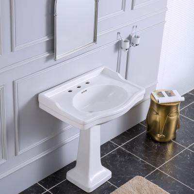 China Soft CUPC Hotel bathroom sanitaryware Large Size Ceramic Hand Wash Oval Pedestal Sink Basin for sale