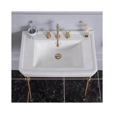 China 2021 Modern Environmental New Modern Ceramic Basin Cabinet Set With Brass Basin Holder Ceramic Basin for sale