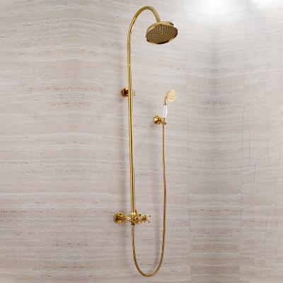 China With Sliding Bar 8inch Brass Head Bathroom Shower Wall Mounted Faucet With Telephone Head Shower for sale