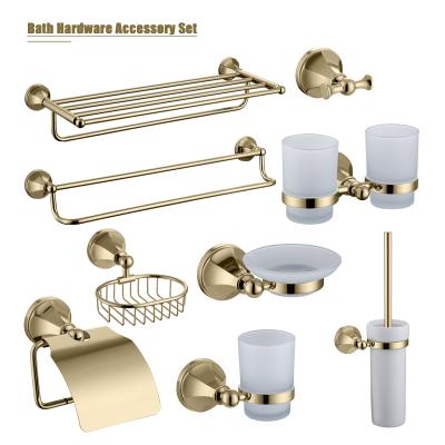 China Hot Sale Bathroom Luxury Antique Brass Towel Rack With Hardware Bathroom Accessories Set Of 6 Pieces for sale