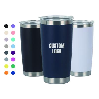 China Viable Custom Logo Powder Coated Regular Stainless Steel Tumbler Powder Coated Double Wall Coffee Tumblers 20 oz Travel Car Mugs for sale