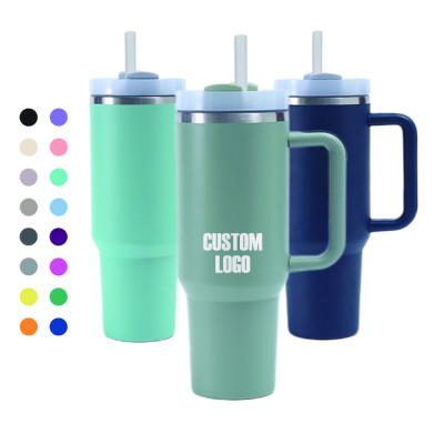 China Viable Food Grade Tumbler Cups Bulk Cheap 40oz Large Capacity Vacuum Insulated Tumbler With Straw Handle for sale