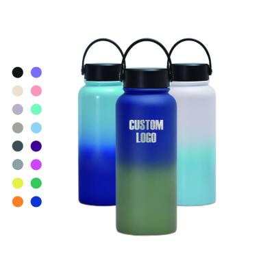 China Sustainable 32oz 40oz Custom Double Wall Vacuum Insulated Stainless Steel Water Bottle With Straw Handle Wide Lid Sport Bottle for sale