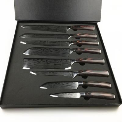 China Viable Brand White Bread Factory Customized Knives Blade For Cooking Wood Handle With Box Japanese Sushi Kitchen Serving Chef Knife Set for sale