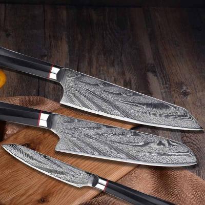 China 2021 viable china manufacturer oem logo custom handmade 9 piece 73 layer damascus steel blade knife fixed set daily chef knives for sale