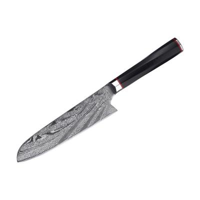 China High Quality Hot Selling Professional Handmade Santoku Damascus Steel 7 Inch Japanese Kitchen Knife AUS10+316L Knives OEM Viable Logo for sale