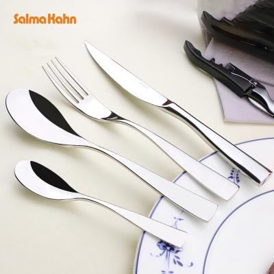 China Durable OEM Logo Classic Hand Forged Spoon Fork And Knife High Quality Modern Silver Cutlery Set For Home Stainless Steel Flatware Sets for sale