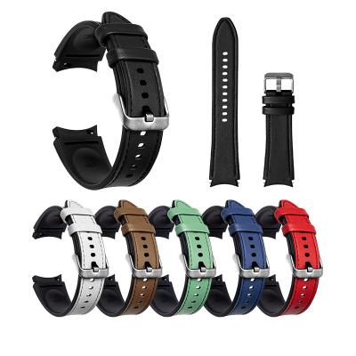 China ShanHai Rubber Leather Strap For Galaxy Watch 4 Strap 40mm 44mm Strap Watch Band For Samsung Galaxy Watch 4 46mm 42mm Classic Band for sale