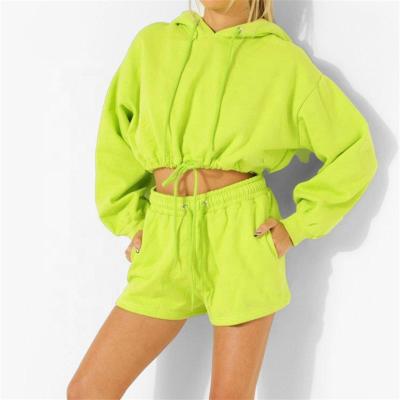 China 2021 High Quality Cotton Crop Antistatic Antistatic Sweatsuit Two Piece Shorts Sets Customizable Sweat Suits for sale