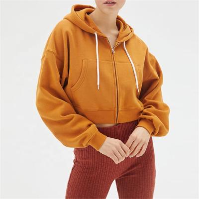 China 2021 Autumn Zipper Antibacterial Orange CVC Drawstring Sexy Casual Hoodie Jacket Kangaroo Pocket for sale