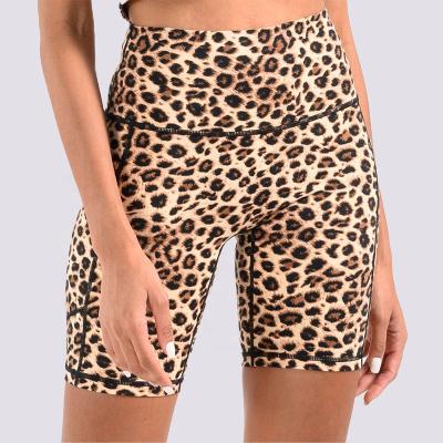 China Custom Logo Breathable Breathable Shorts Leopard Print Comfortable Yoga Shorts Fitness Yoga Wear Fabric For Women for sale