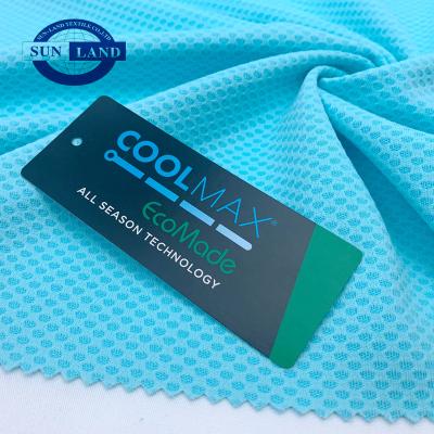 China Wicking active sports training shirt wear 50 coolmax 50 coolpass quick dry wicking knit honeycomb mesh fabric for sale