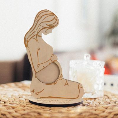 China Europe Pregnant Women Gifts Decor Pregnancy Announcement Ultrasound Picture Frame Wood Engraved Photo Other Gifts and Crafts for sale