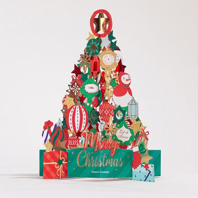 China Europe Customized Cute Custom 3D Christmas Trees Kraftpaper Thank You Cards Greeting Cards With Envelope for sale