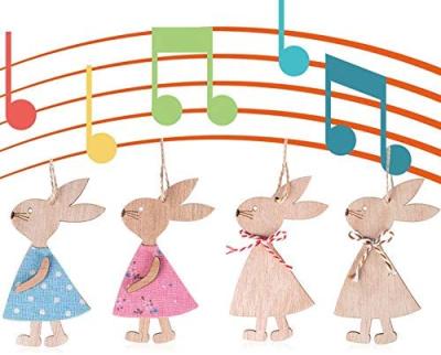 China 4Pcs Wooden Hanging Decorations Wooden Tags Cute Hanging Rabbit Hanging Tags Easter Wood Opens Cutout Toys Gifts Ornaments for sale