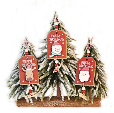 China Festival Decoration China Factory FSC Wooden Christmas Crafts Hotel Small Hanging Outdoor Signs Pendant Laser Cutting Christmas Tree Decoration for sale