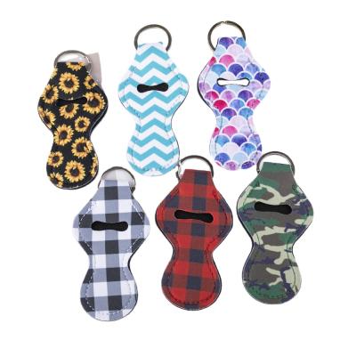 China Heart Pattern Printing Lip Pomade Stick Holder Lipstick Lipstick Key Chain Girl Lip Pomade Stick Holder Key Chain for sale