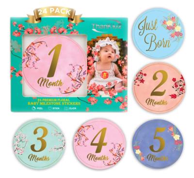 China Baby Shower Gift Set 24pcs Photography Newborn Props Shiny Gold Metallic Letters for Newborn Baby Stickers Monthly Milestone Stickers for sale