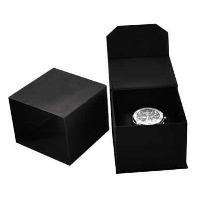 China Luxury Black Rigid Cardboard Paper Watch Box Logo Gift Display OEM Handmade Custom Packing Storage Cases for sale